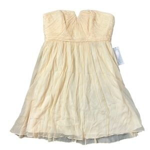 J. Crew Silk Chiffon Dress 16 Strapless Pleated sweetheart Ivory Formal NWT $250